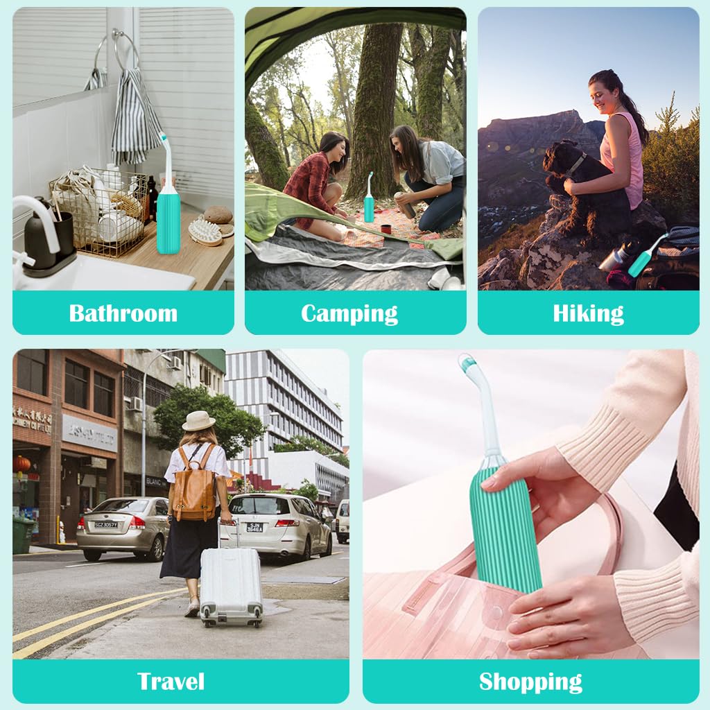 HANNEA 500ml Portable Retractable Travel Bidet with Bag/2 Nozzles for Toilet Handheld Postpartum Perineal Cleansing Childbirth Cleaner - for Outdoor,Camping,Personal Hygiene (Green, 500ml) HANNEA 500ml Portable Retractable Travel Bidet with Bag/2 Nozzles for Toilet Handheld Postpartum Perineal Cleansing Childbirth Cleaner - for Outdoor,Camping,Personal Hygiene (Green, 500ml)